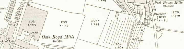 Map of Peel House Mills, Luddenden