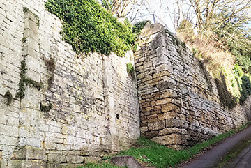 Tenter terracing retaining wall, east end